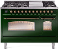 48 Dual Fuel Natural Gas Range in Emerald Green with Bronze Trim I503