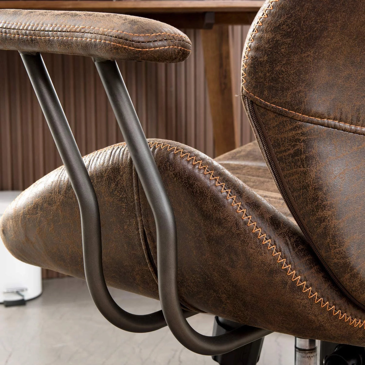 Brown Suede Fabric Ergonomic Office Chair with Lumbar Support V406992