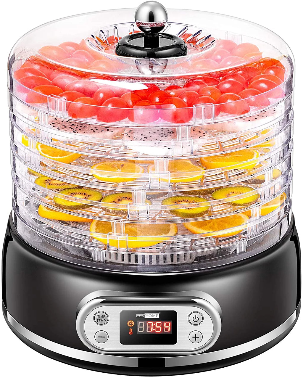 400W 5 Trays Round Food Dehydrator Machine Black R55660