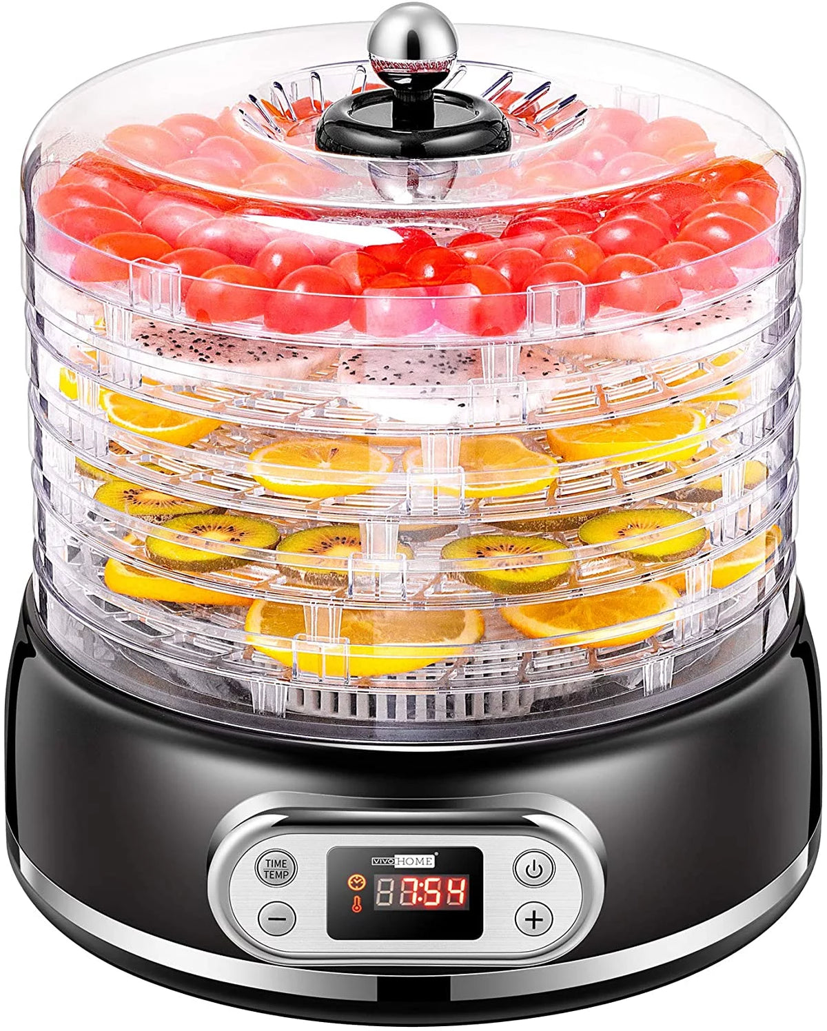 400W 5 Trays Round Food Dehydrator Machine Black R55660