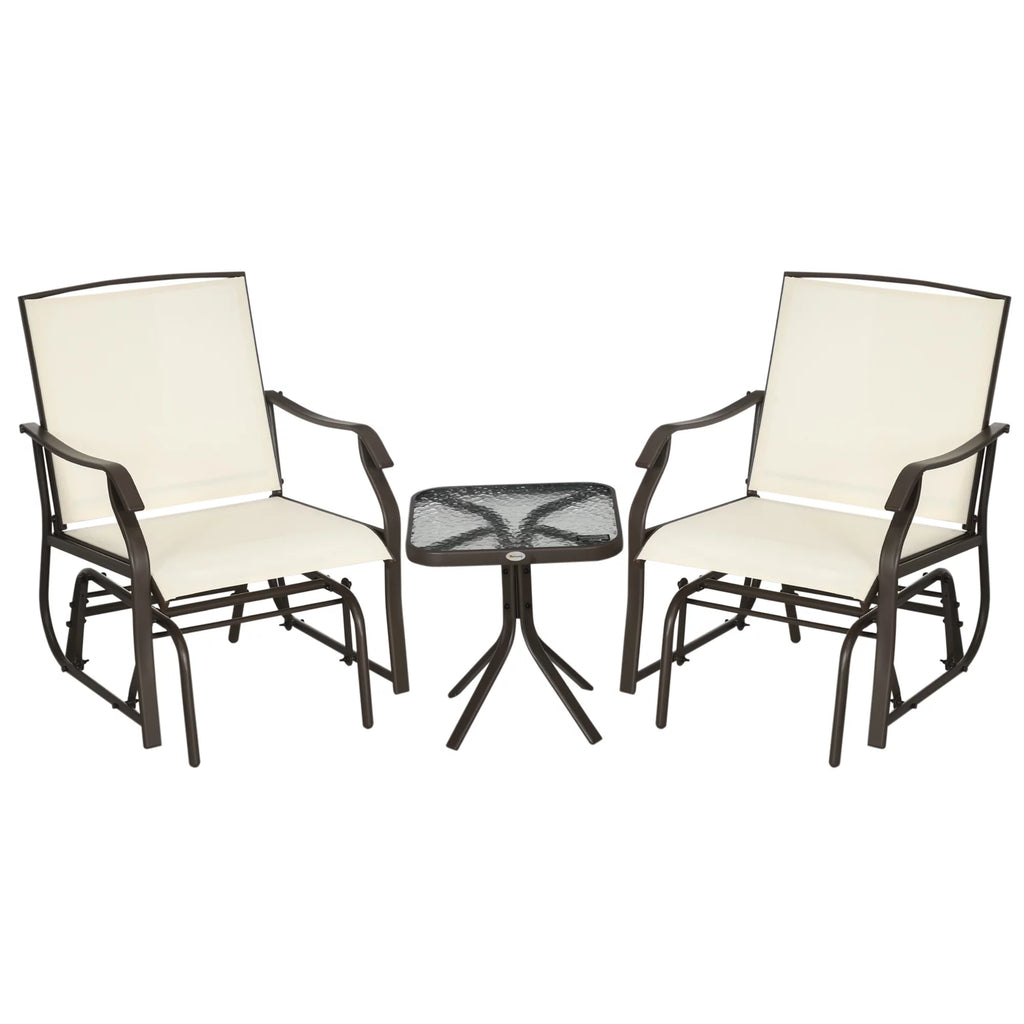 3 Pc Sling Fabric Rocking Glider Chair with Table Set M6546