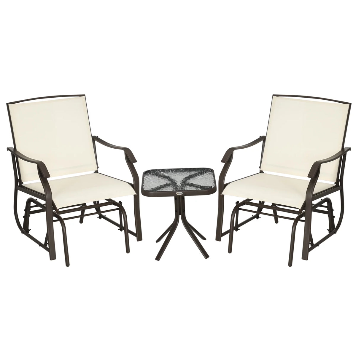 3 Pc Sling Fabric Rocking Glider Chair with Table Set M6546