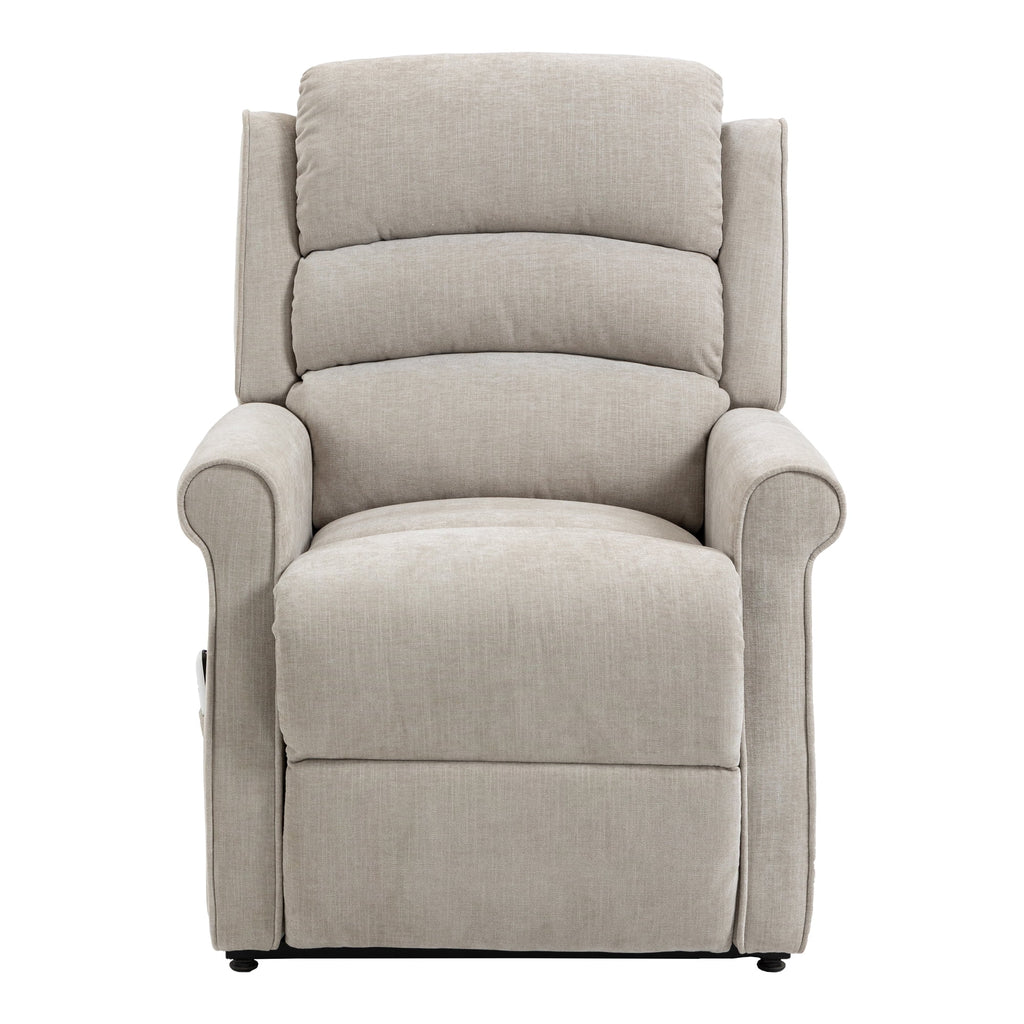 Beige Chenille Knit Power Lift Recliner Chair S822092