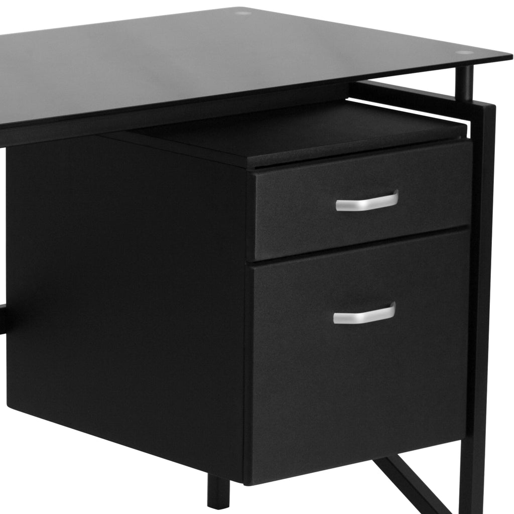 Glass Desk with Two Drawer Pedestal D6178