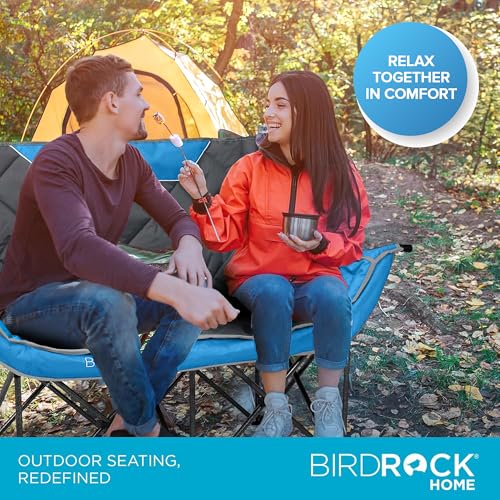 Double Camping Chair with Cup Holders, Blue & Grey G435919