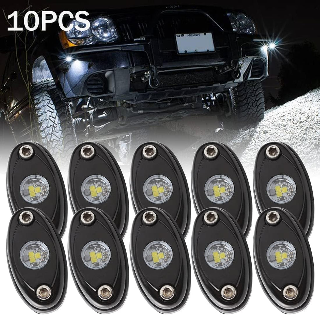 White 12PCS Waterproof LED Rock Lights N9550