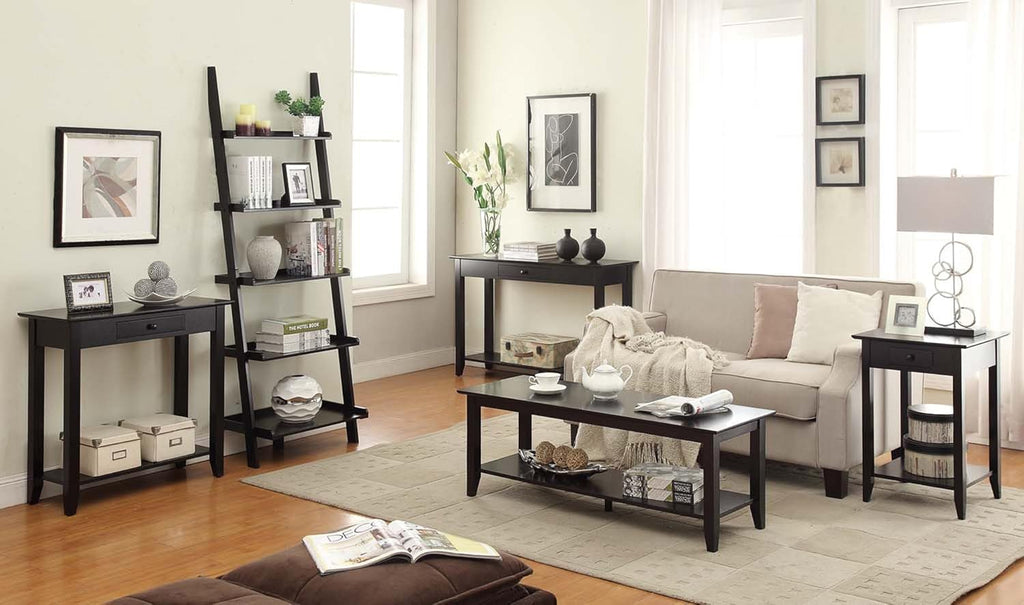 Black Hall Table with Drawer and Shelf V361