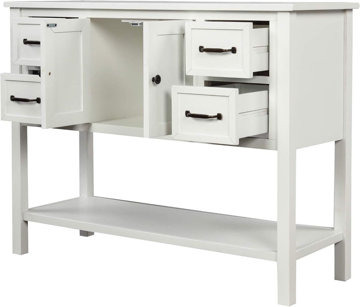 Green Wood Console Table with Drawer and Bottom Shelf S64167