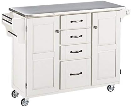 Stainless Steel Kitchen Cart in White C93789