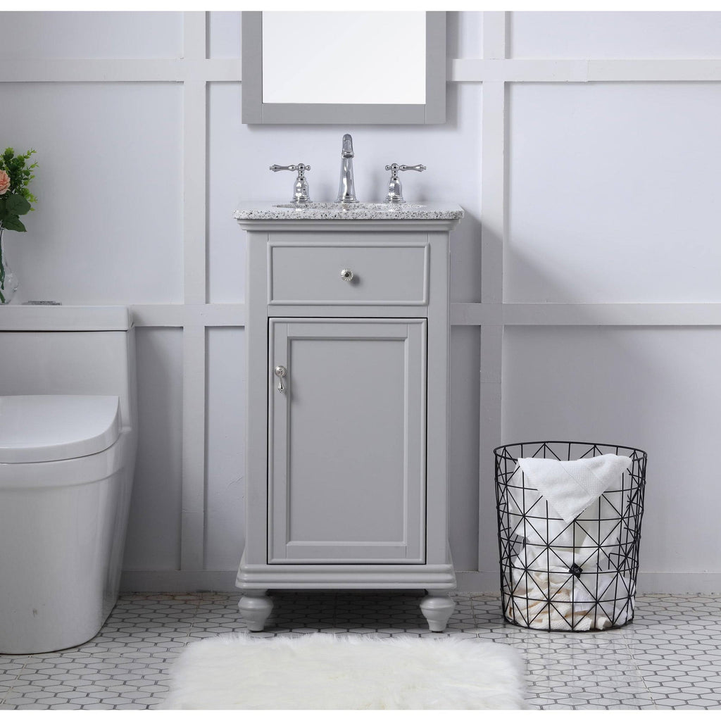 Grey 18 inch Bathroom Vanity Cabinet Set with Granite Top T2343