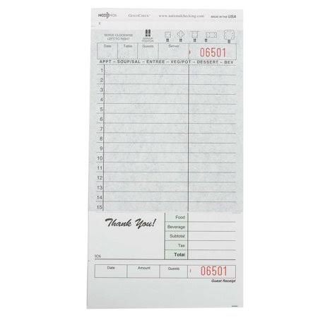 2 Part Green 15 Line Guest Check Board W44485