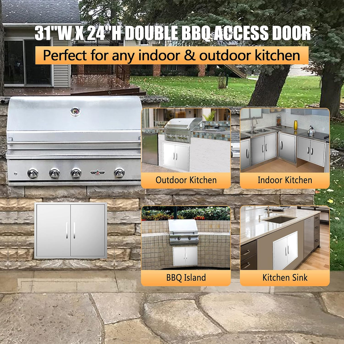 Double Stainless Steel BBQ Access Door V518