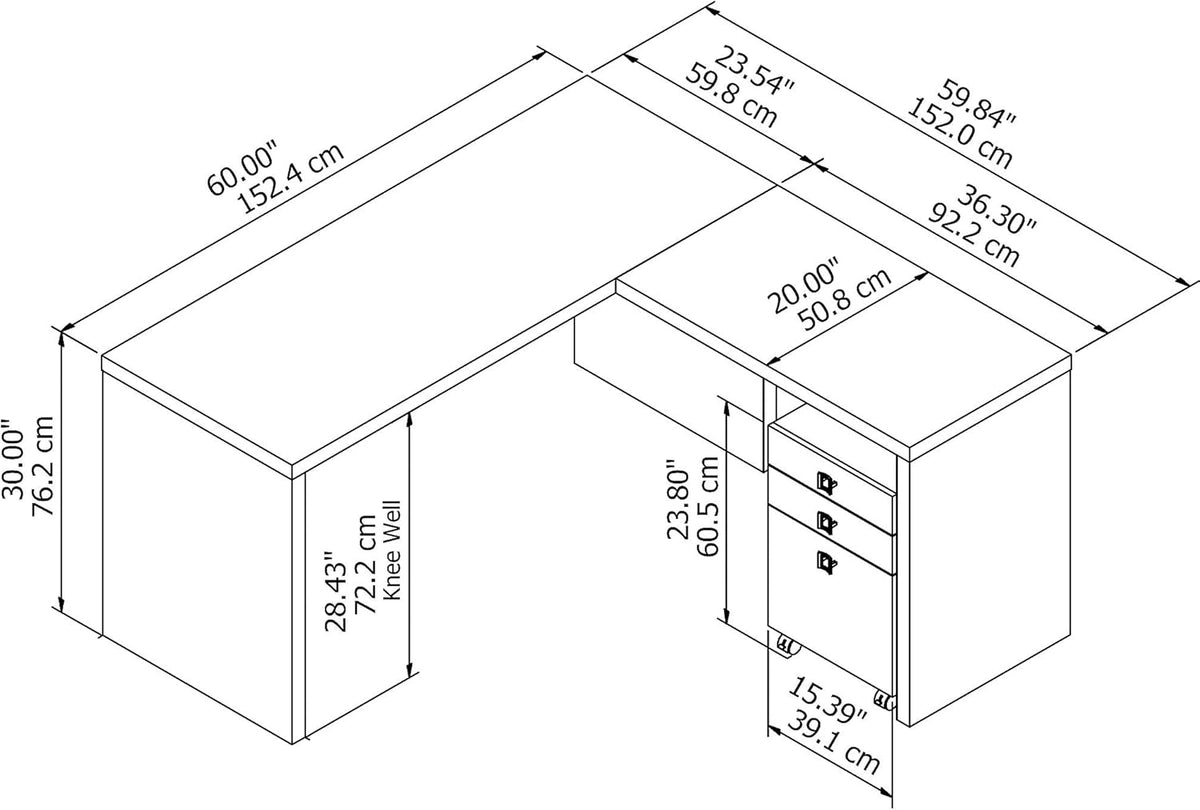 L Shaped Desk with Mobile File Cabinet G53524