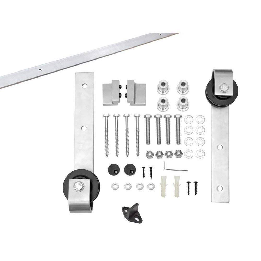 36 in. x 84 in. Gray Stained Knotty Pine Wood Interior Sliding Barn Door with Hardware Kit T220955
