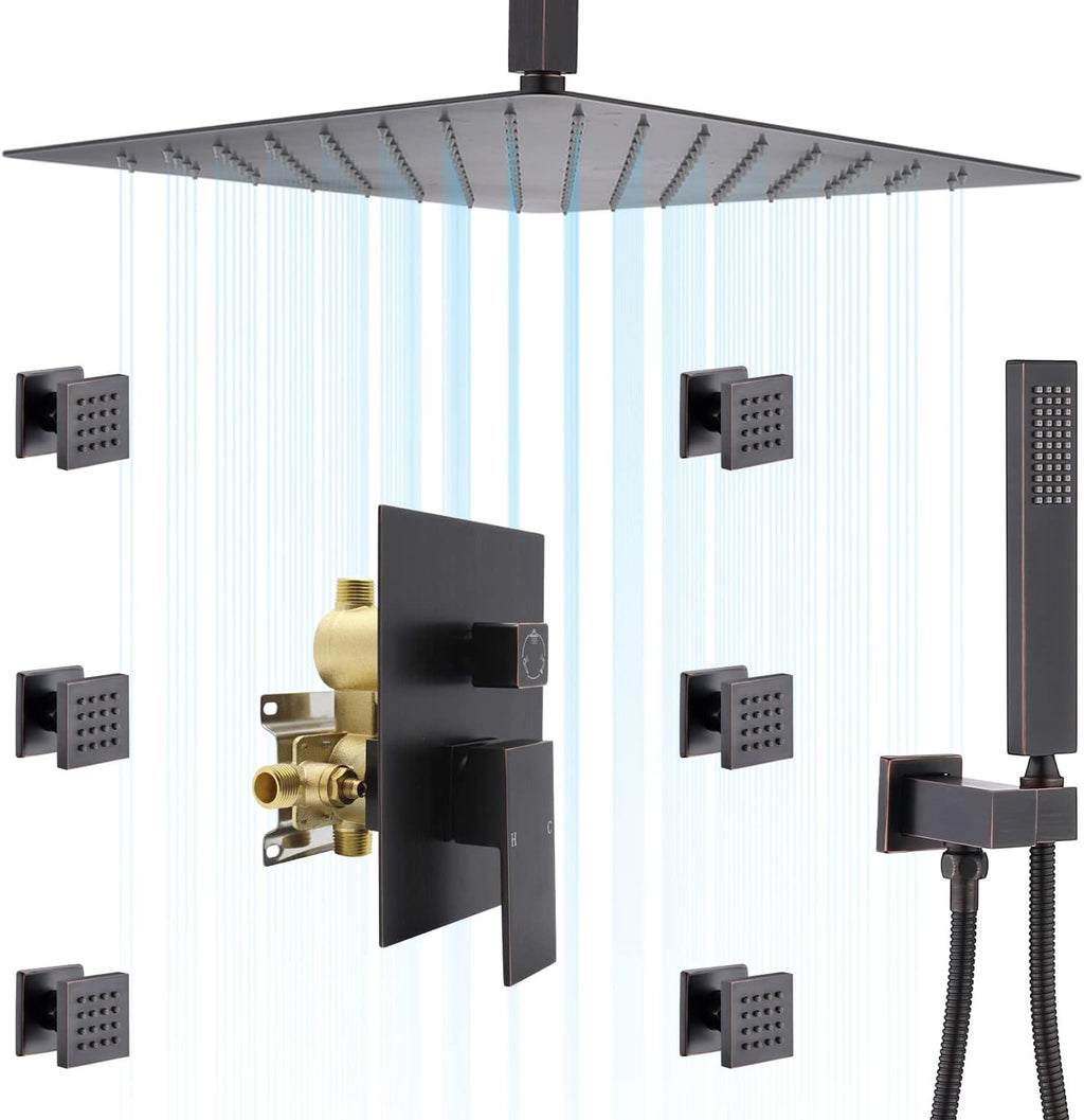12 Inch Brushed Nickel Rain Shower System with Handheld Shower L759