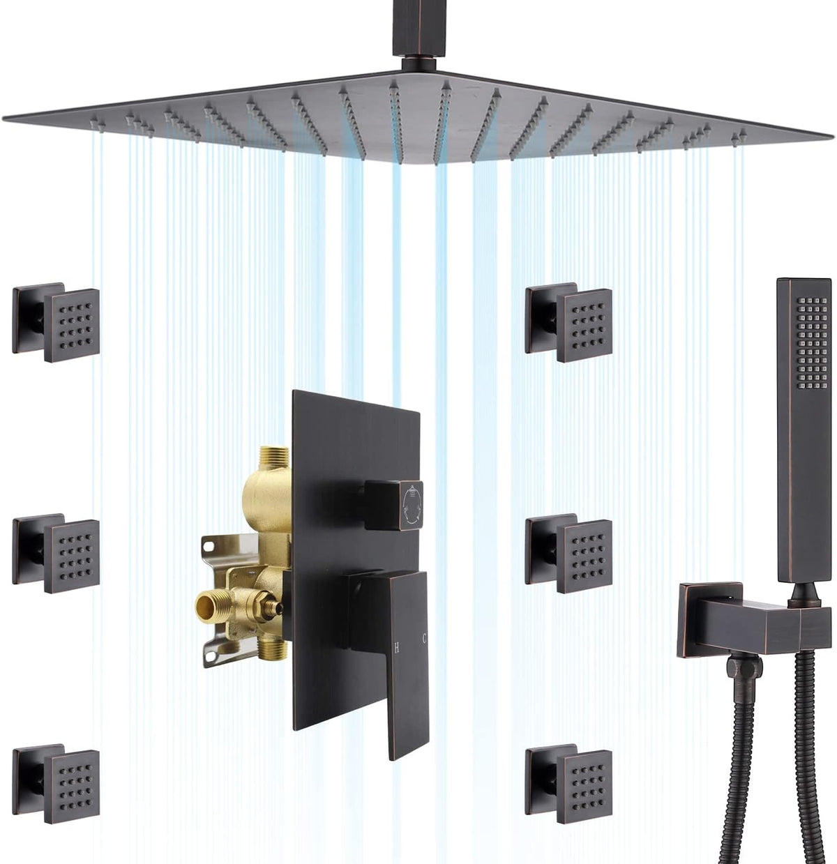 12 Inch Brushed Nickel Rain Shower System with Handheld Shower L759
