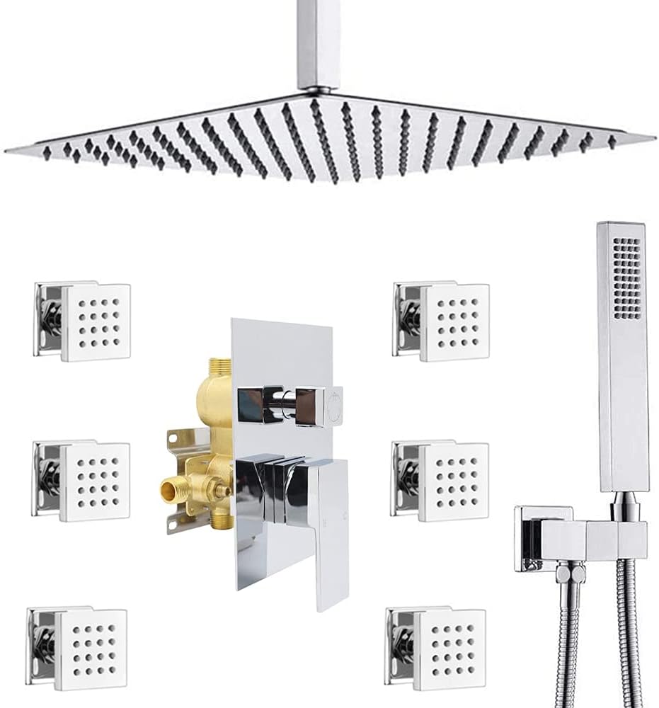 12 Inch Brushed Nickel Rain Shower System with Handheld Shower L759