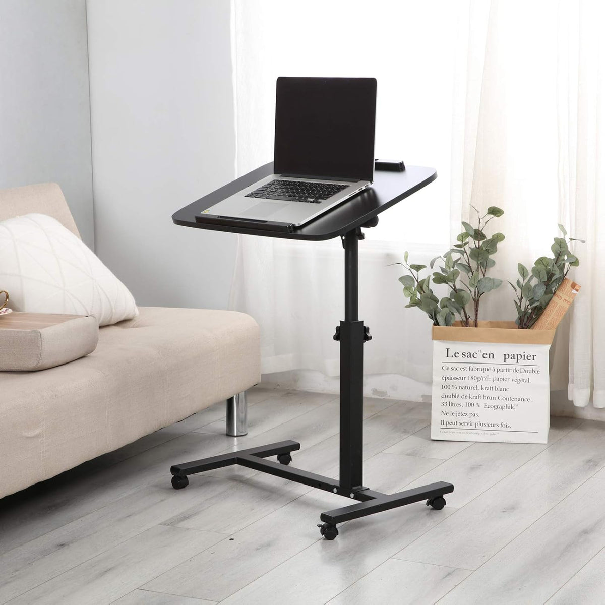 Adjustable Overbed Bedside Table with Wheels C70252