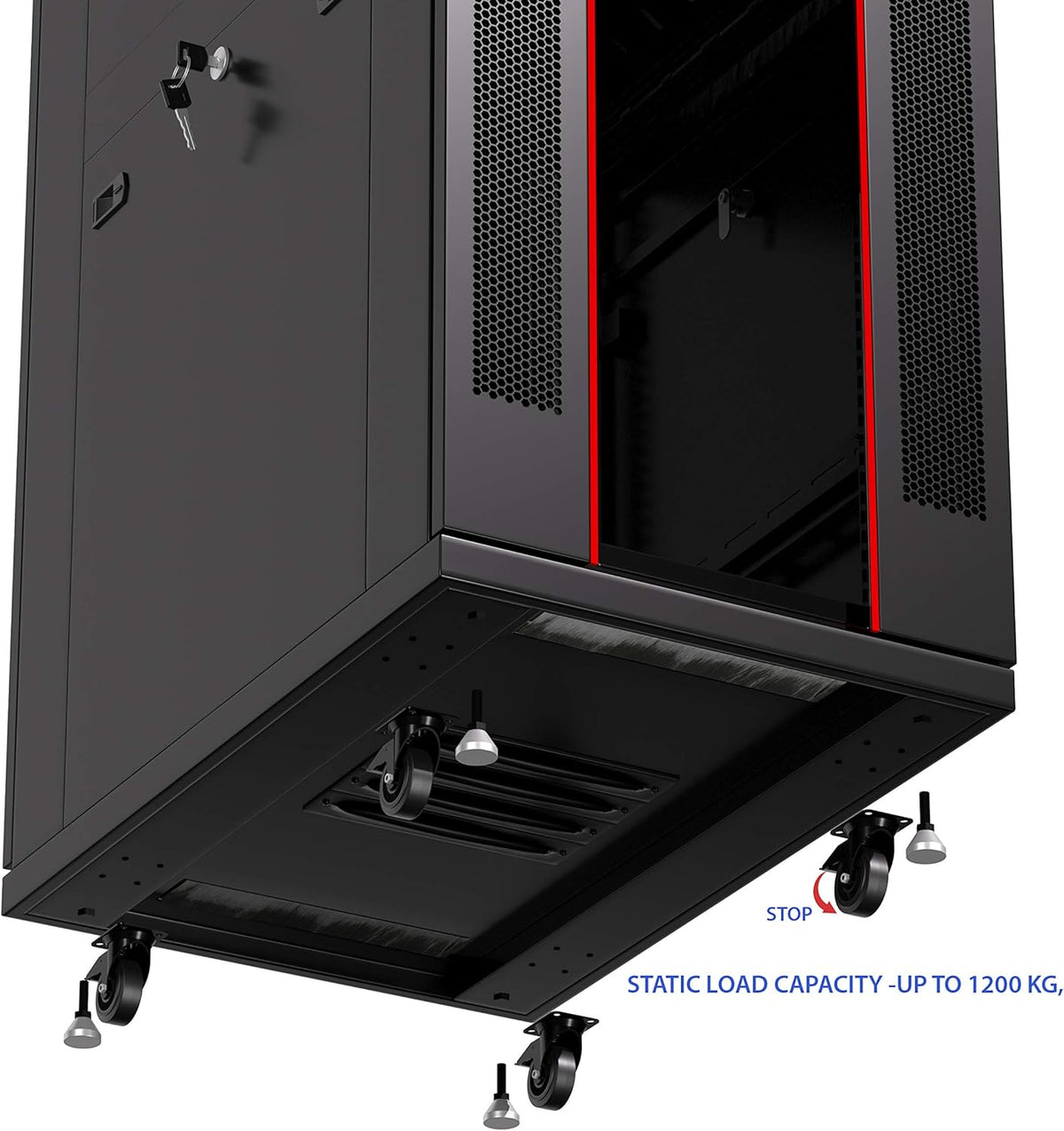 42U Locking Server Rack Cabinet on Wheels with Shelf and Cooling Fan S17255