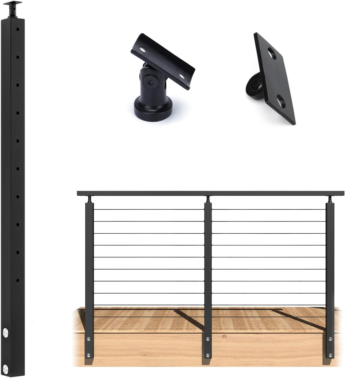 Black Stainless Steel Cable Railing Post S38317