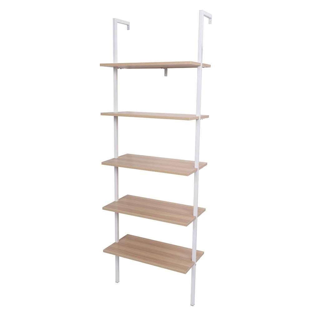 5-Tier Wood Ladder Bookcase with Metal Frame S10238