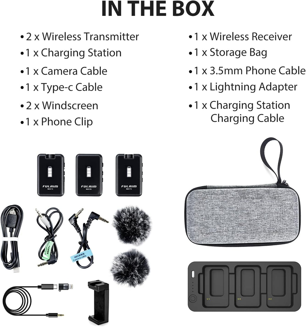 Wireless Lavalier Microphone with Charging Case, 2.4G Compact Dual-Channel Lapel Mic System X706520