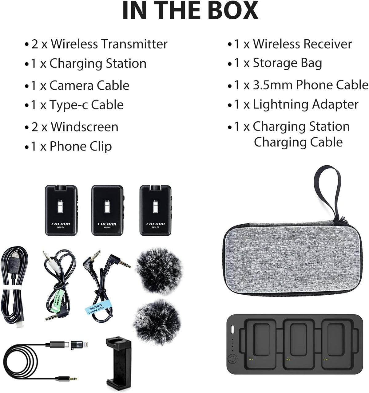 Wireless Lavalier Microphone with Charging Case, 2.4G Compact Dual-Channel Lapel Mic System X706520