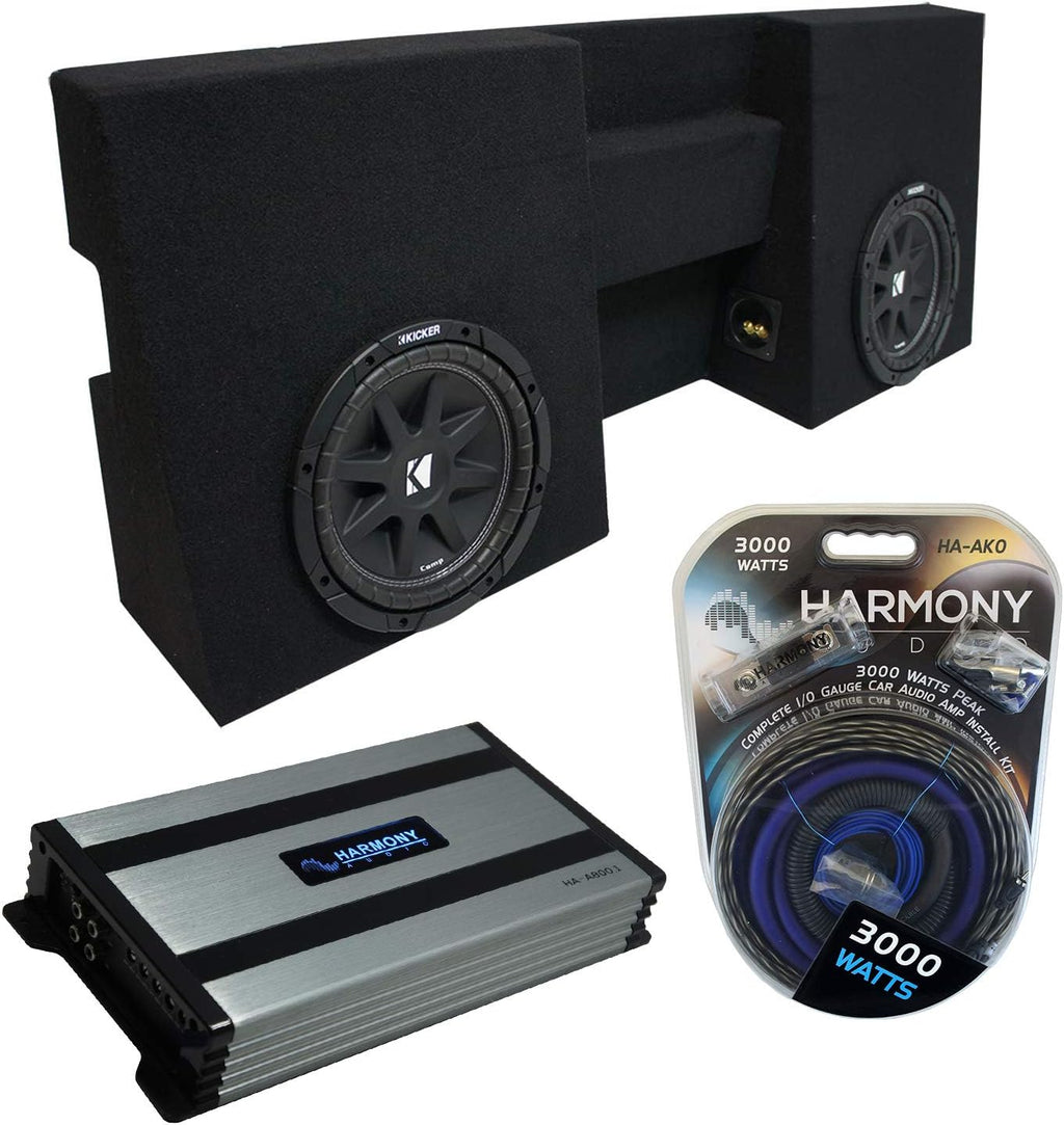 Compatible with 2005-UP Toyota Tacoma Double Cab Truck Dual 10 Sub Box Enclosure & Amp O241