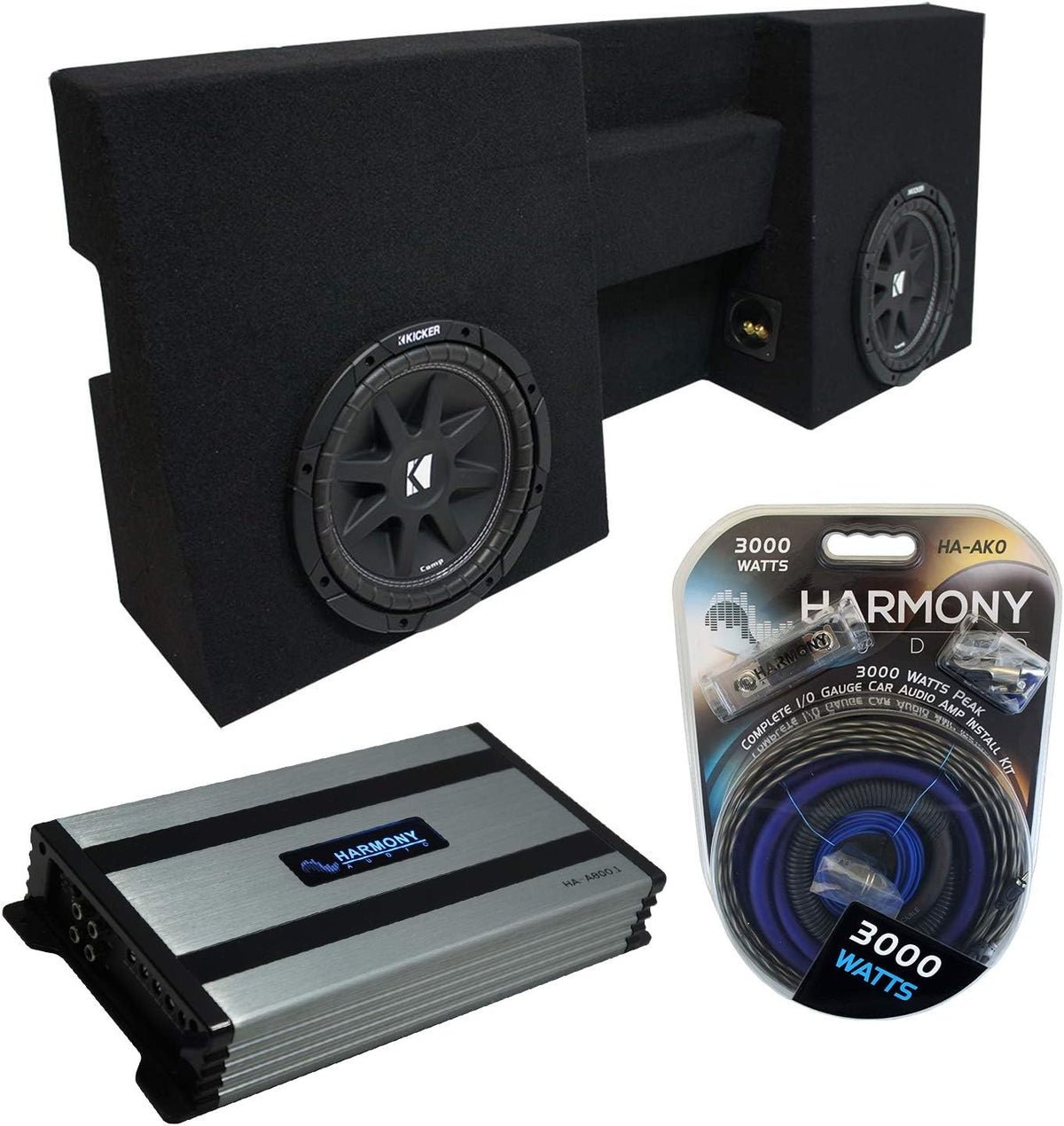 Compatible with 2005-UP Toyota Tacoma Double Cab Truck Dual 10 Sub Box Enclosure & Amp O241