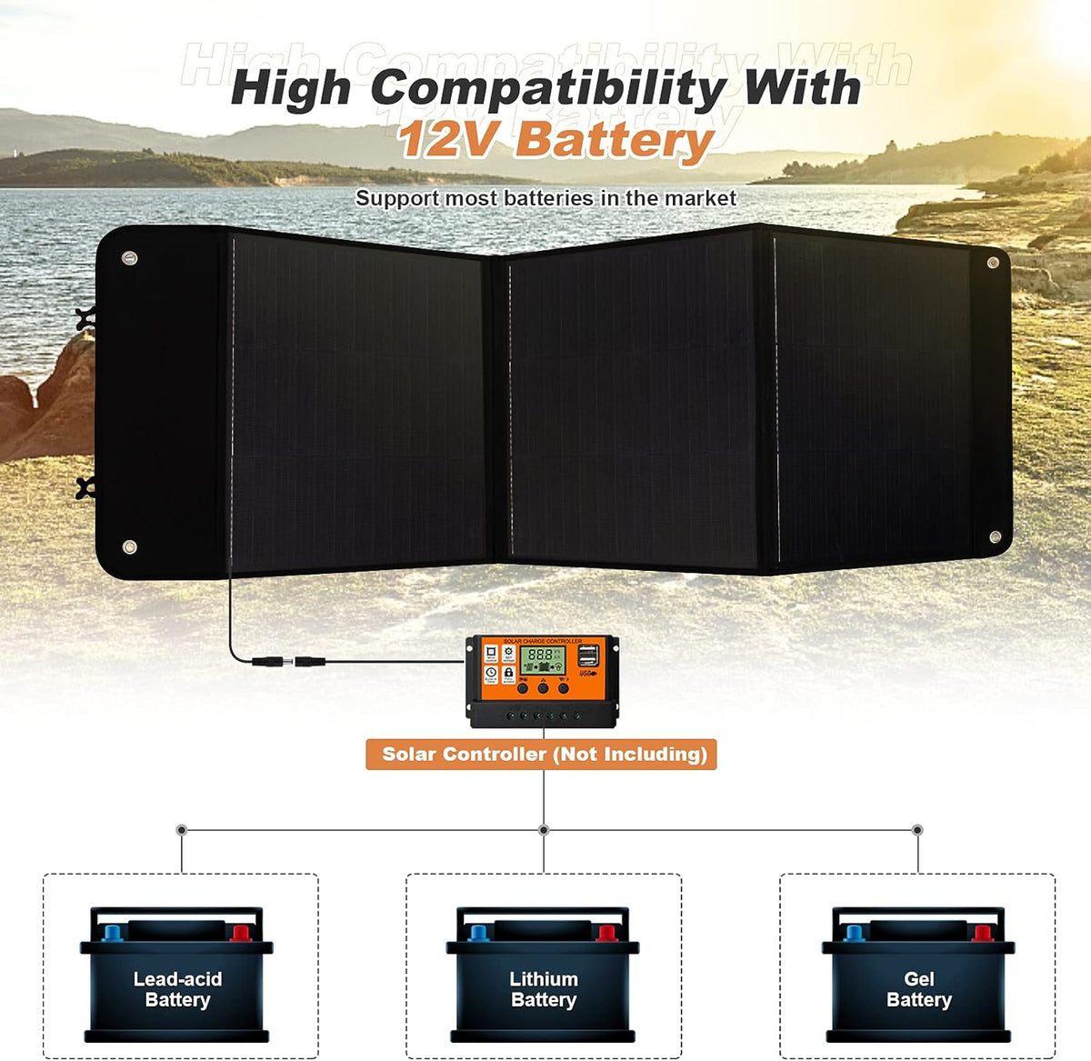 120W Monocrystalline Foldable Solar Panel with USB X6544