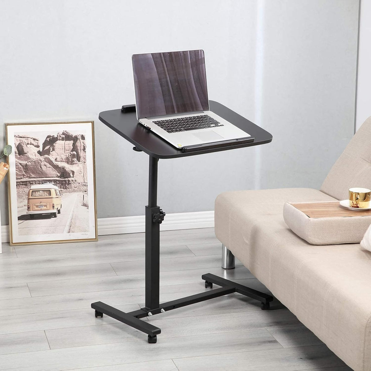 Adjustable Overbed Bedside Table with Wheels C70252