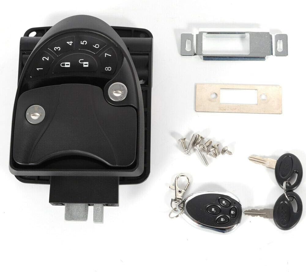 Keyless Entry Door Lock Latch Handle Knob Deadlock (Black) K701136
