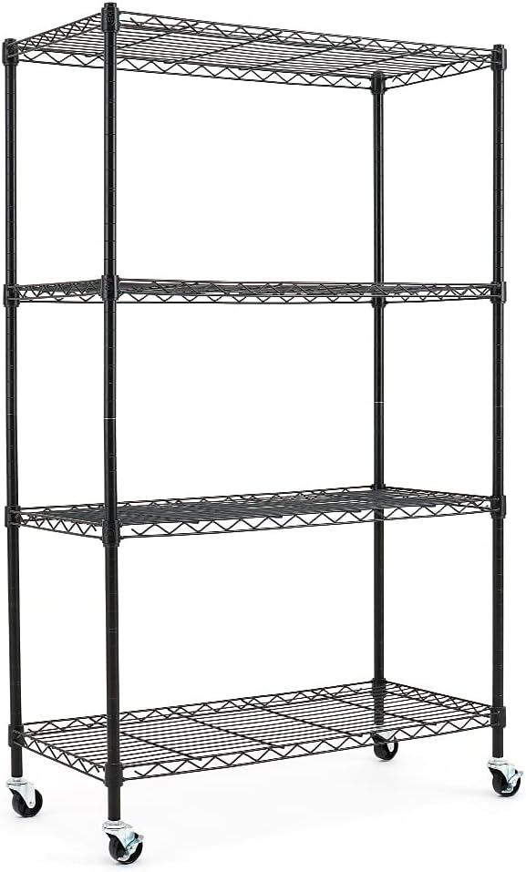 Black 4-Shelf Adjustable Carbon Steel Wire Shelving Unit G537