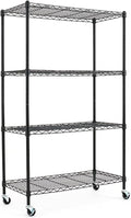 Black 4-Shelf Adjustable Carbon Steel Wire Shelving Unit G537