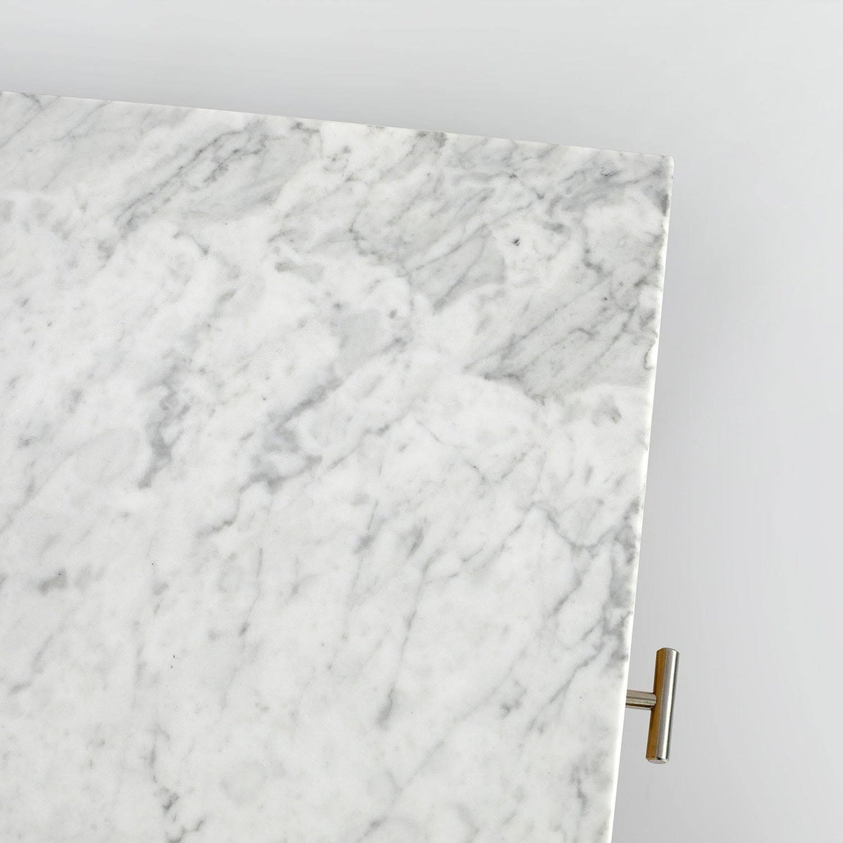 Square Italian Carrara White Marble Side Table with Legs - Tan G8240