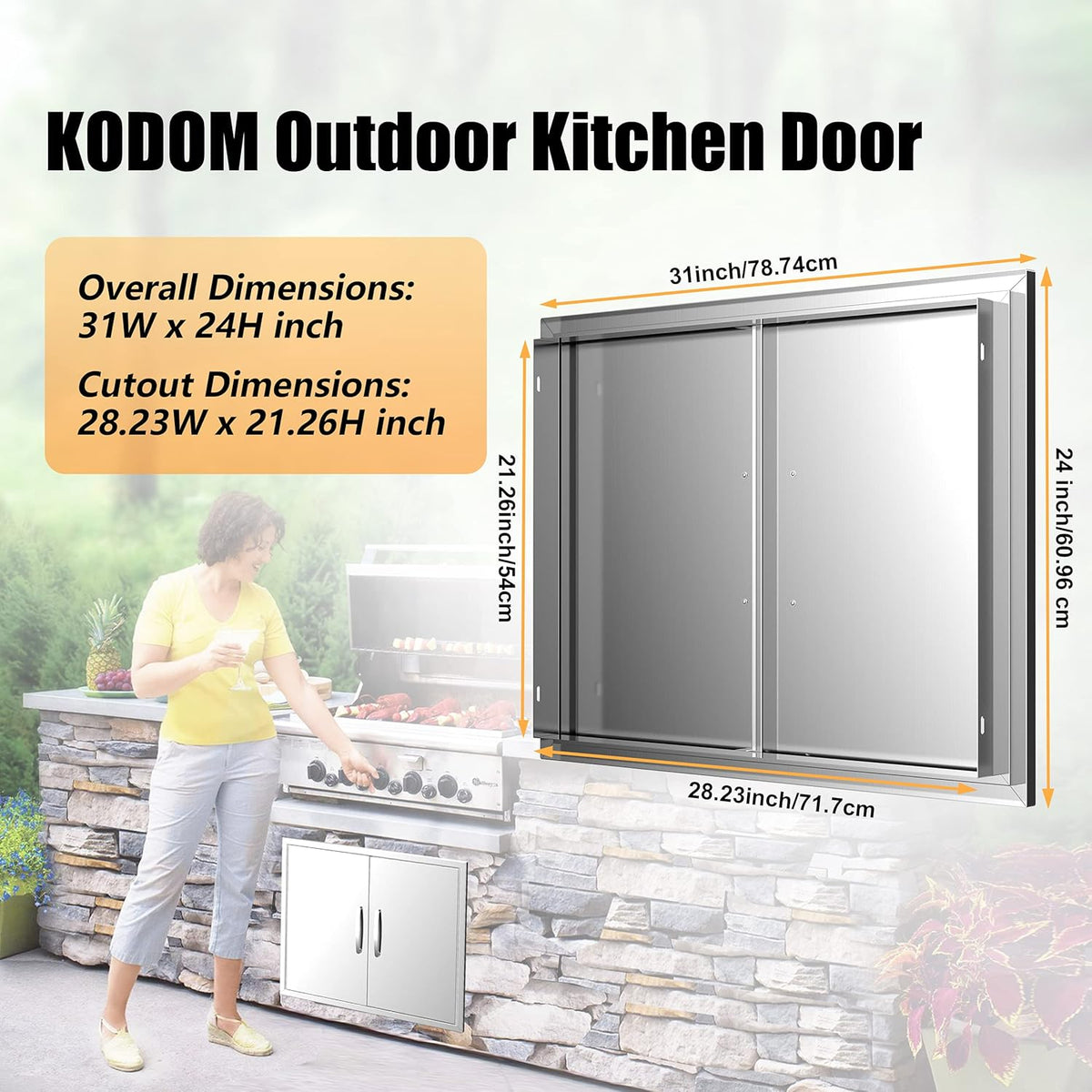 Double Stainless Steel BBQ Access Door V518