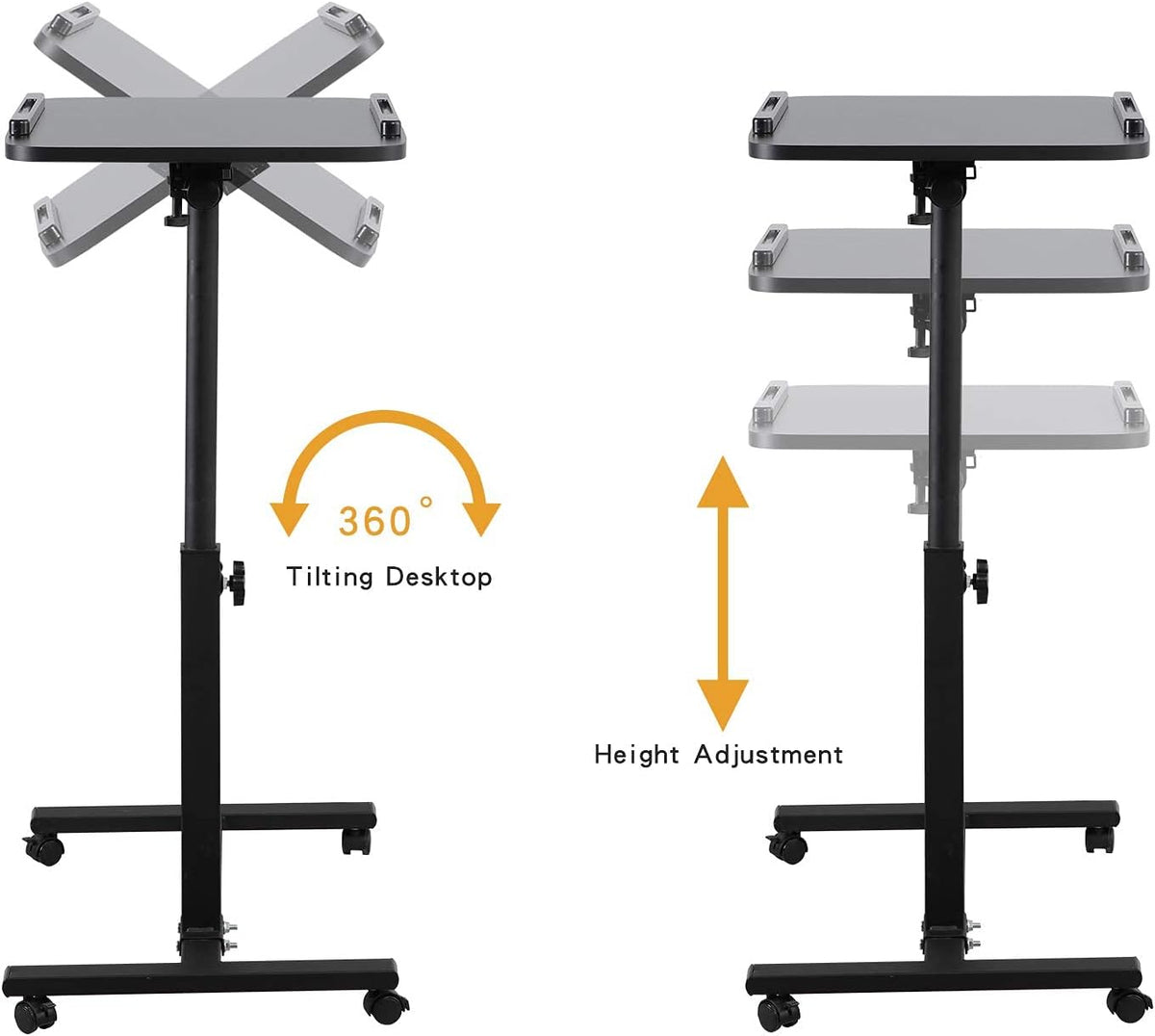 Adjustable Overbed Bedside Table with Wheels C70252
