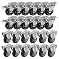 24 Pack 4 inch Caster Wheels Swivel with Brake Black Poly H61790