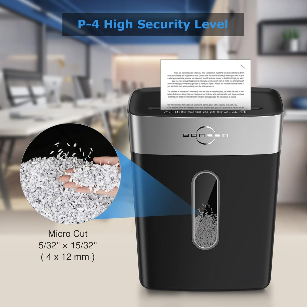 Micro-Cut Paper Shredder, 6-Sheet P-4, 4-Gallon, Black, Pack of 2 T9227