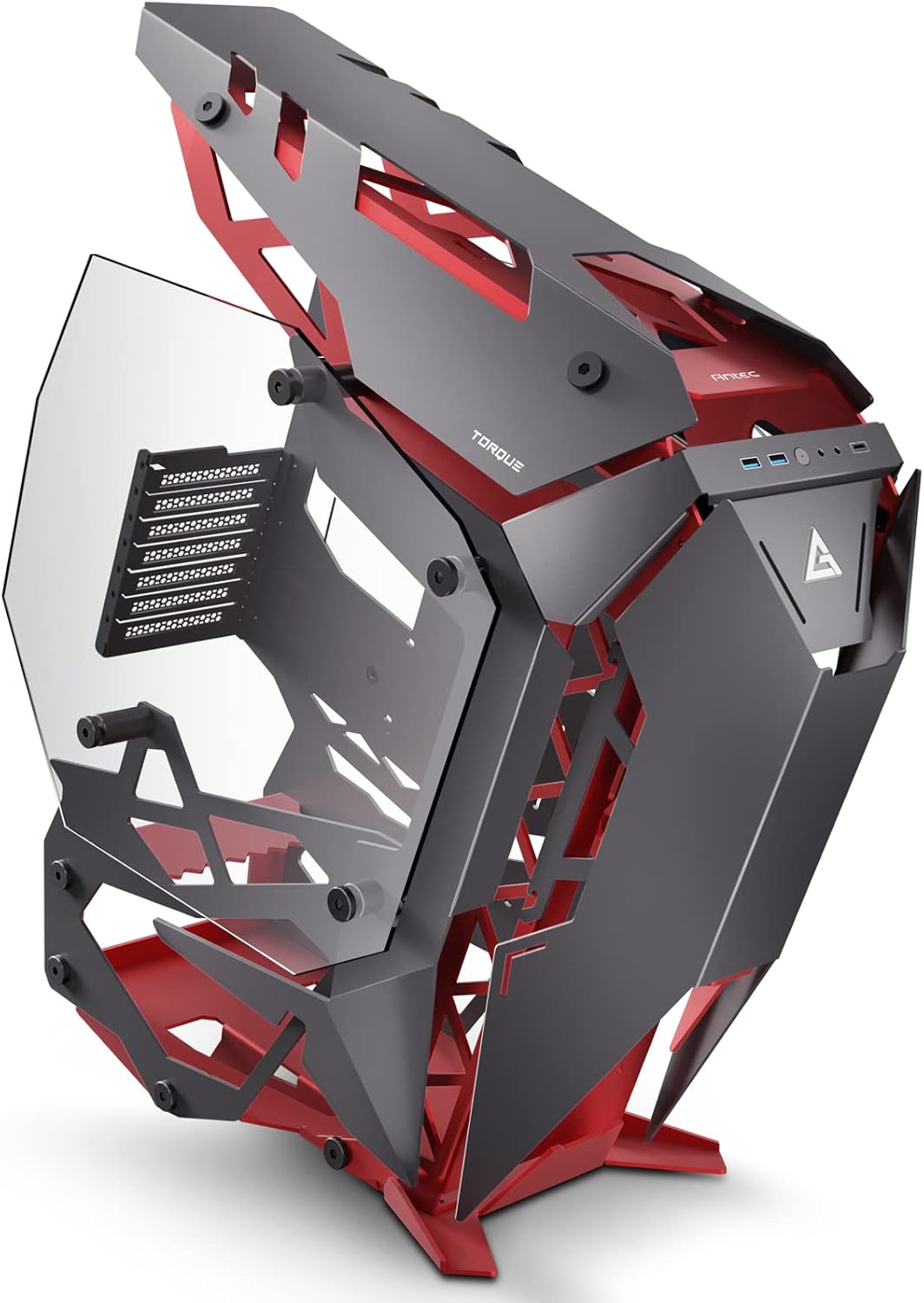 Black/Red Aluminum ATX Mid Tower Computer Case Q202