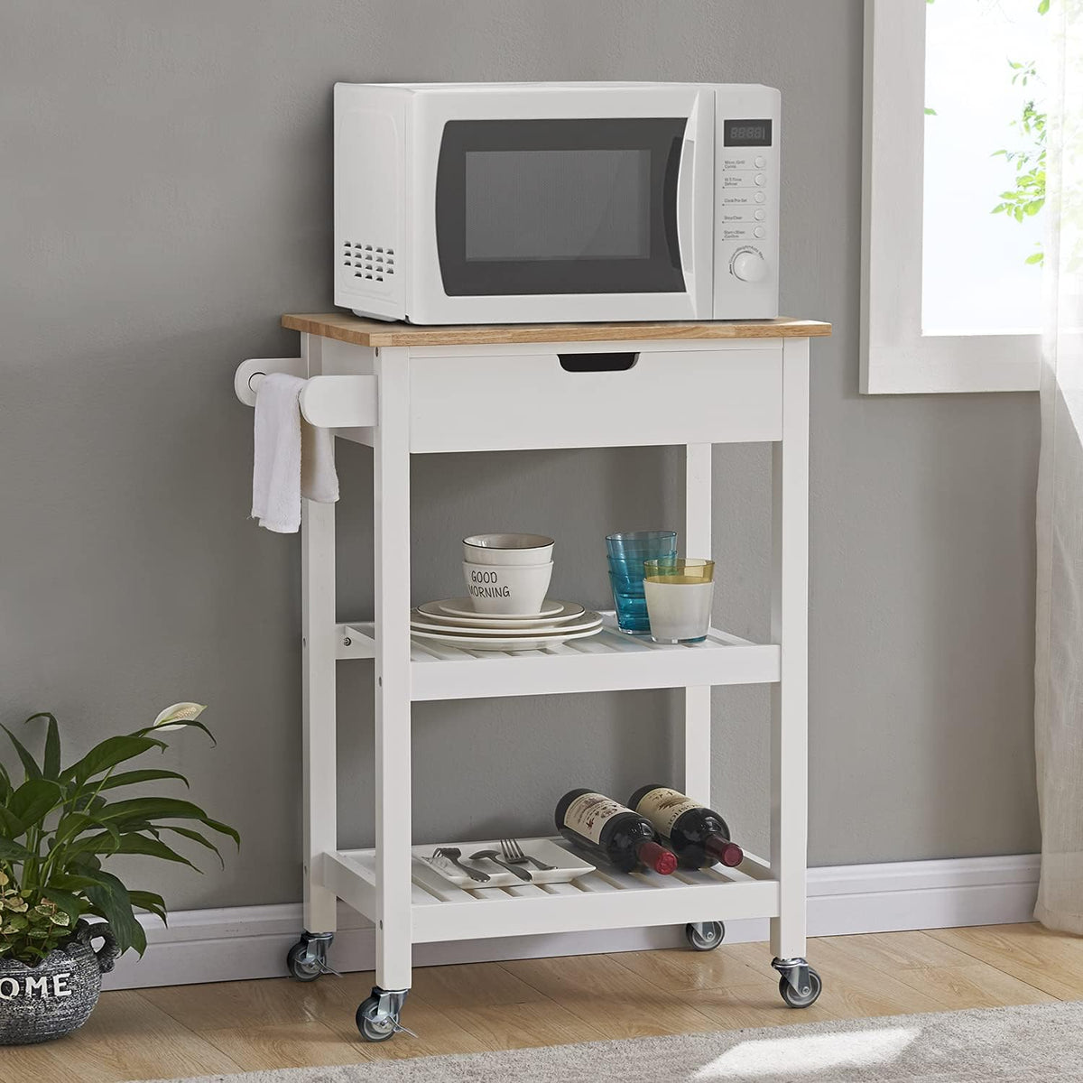 Black Portable Kitchen Cart with Storage B10824