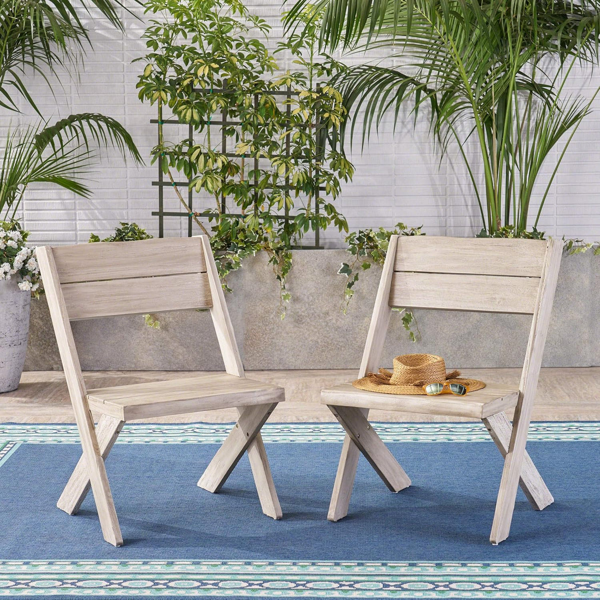 Acacia Wood Chairs Set of 2 L973