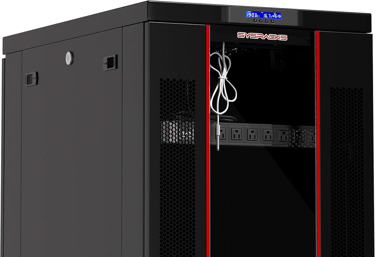 42U Locking Server Rack Cabinet on Wheels with Shelf and Cooling Fan S17255
