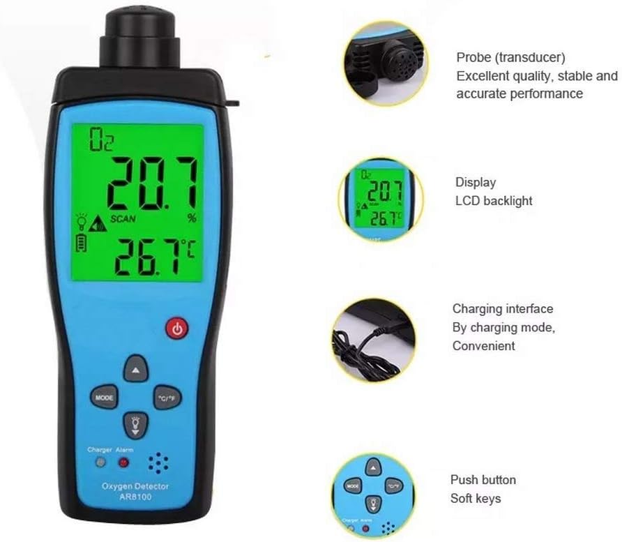 Oxygen Gas Meter Digital O2 Tester R79522