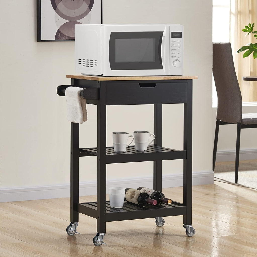 Black Portable Kitchen Cart with Storage B10824