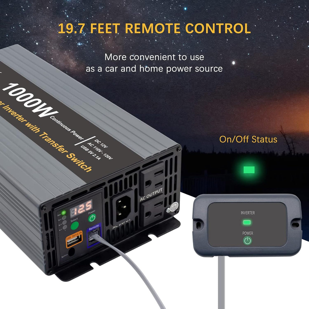 Pure Sine Wave Power Inverter 1000w with Automatic Transfer Switch Y9092