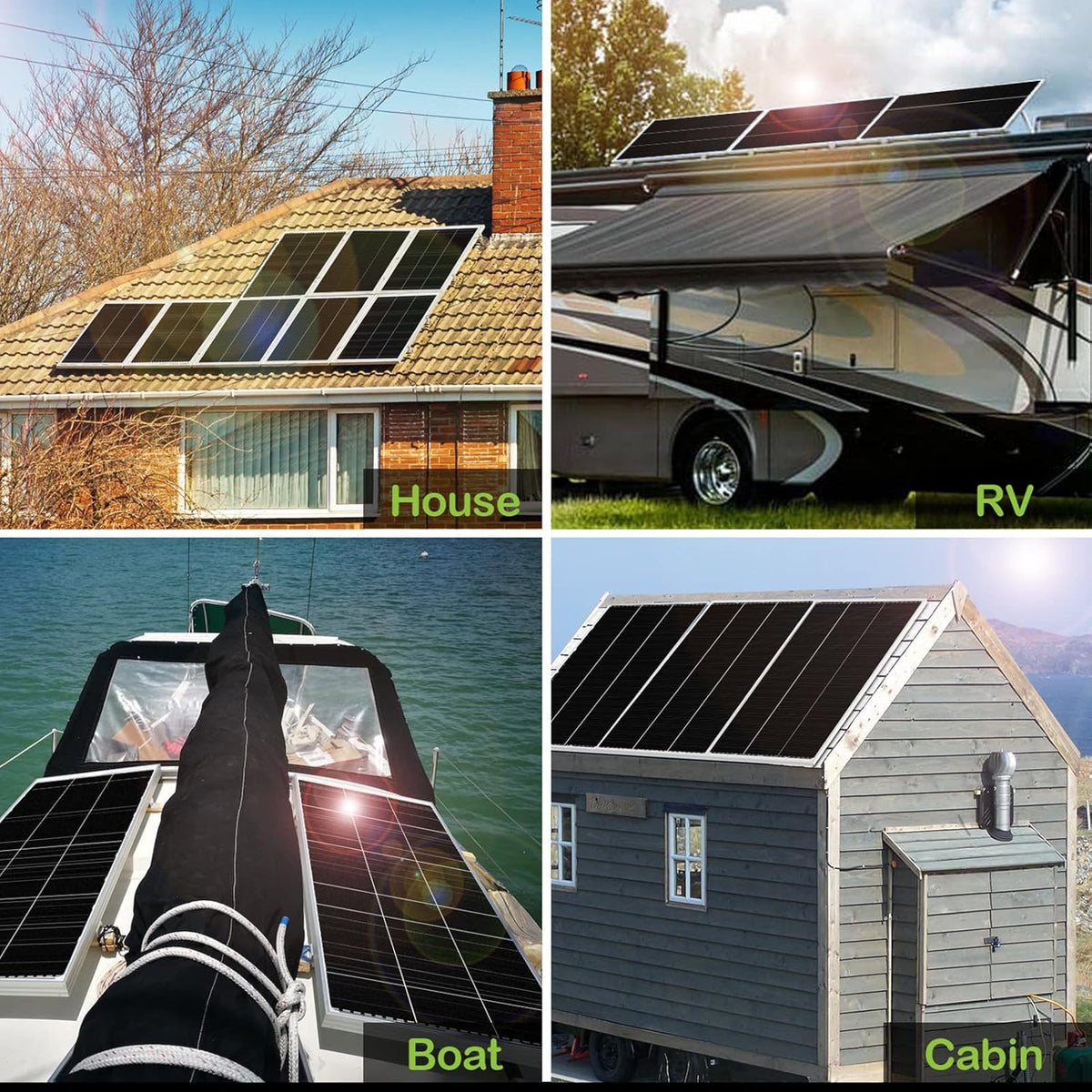 12 Volt 200 Watt Monocrystalline Solar Panel Starter Kit Y749777