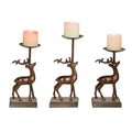 Bronze Christmas Reindeer Pillar Candle Holders Z831