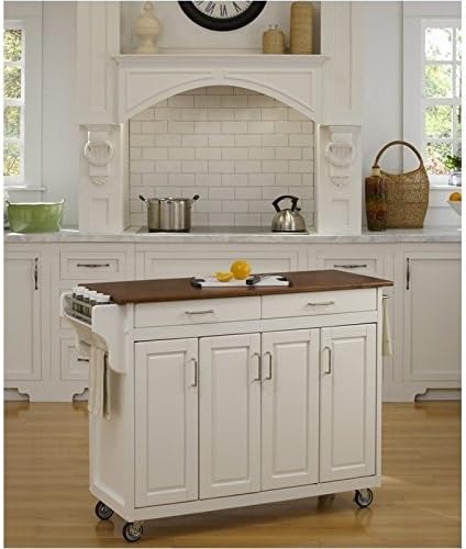 Stainless Steel Kitchen Cart in White C93789