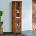 Oak-Finish Linen Tower Storage Cabinet Q241